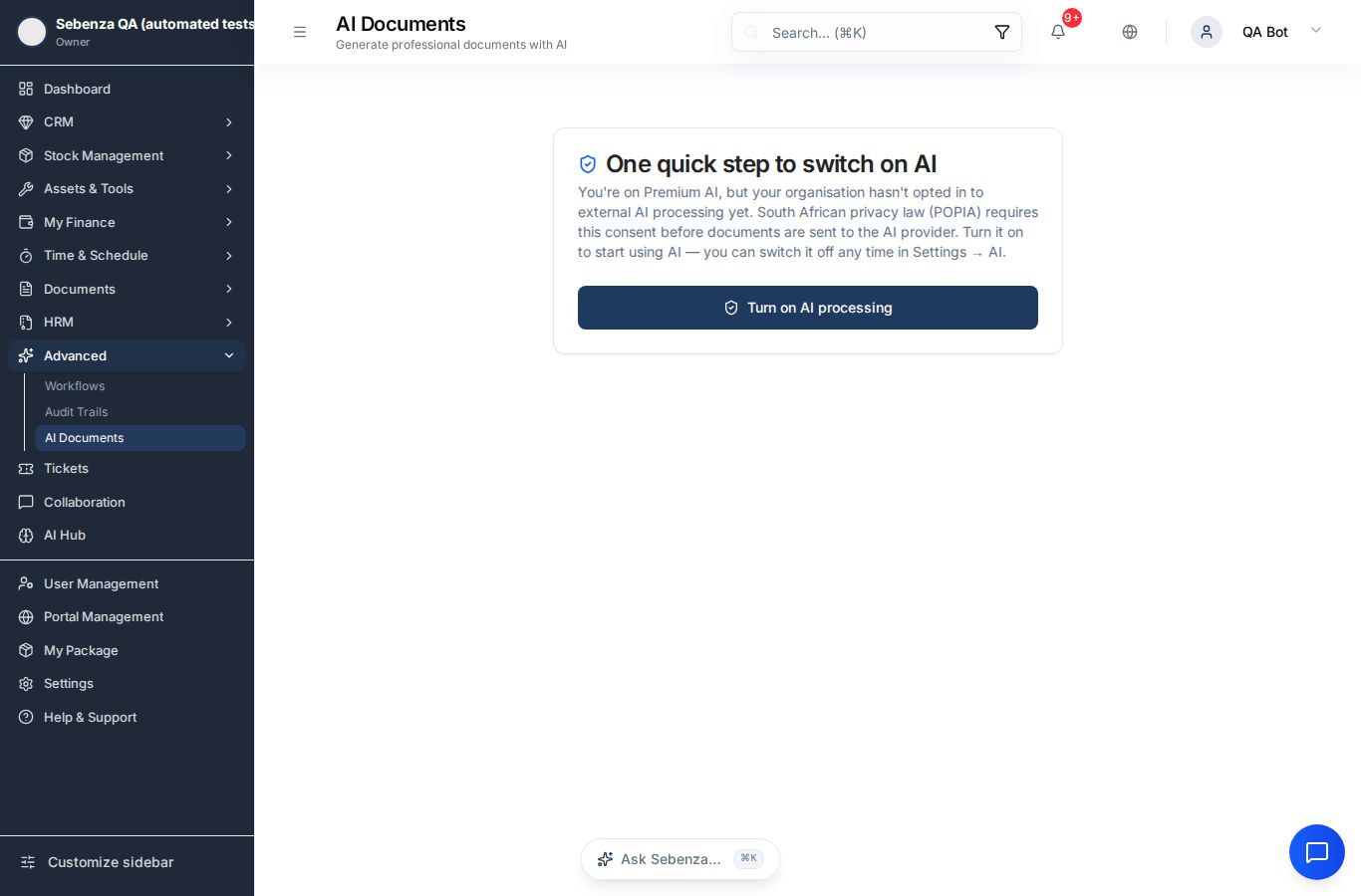 AI Documents — desktop screen