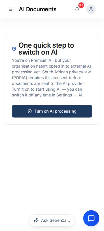 AI Documents — mobile screen