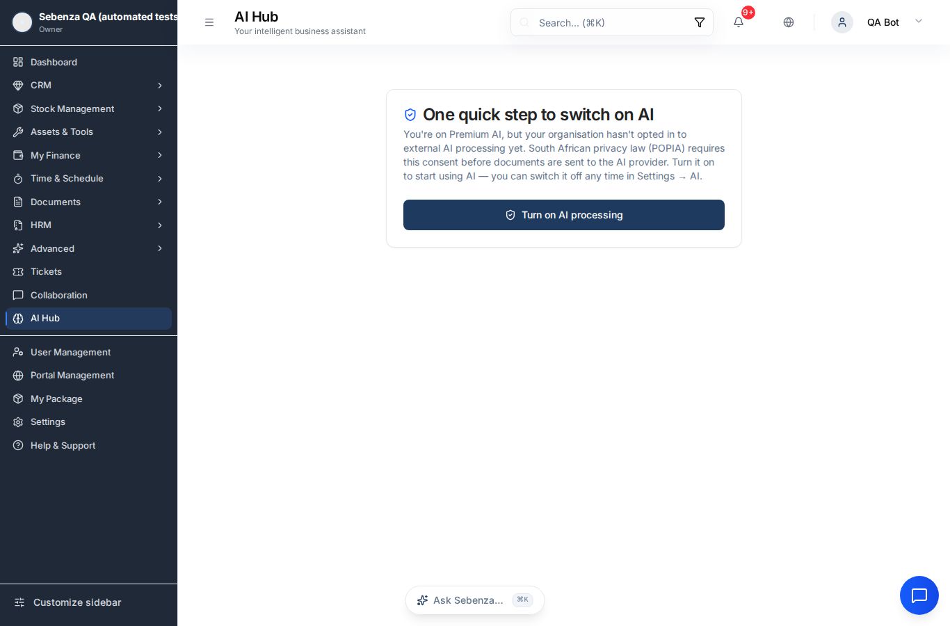 AI Hub — desktop screen