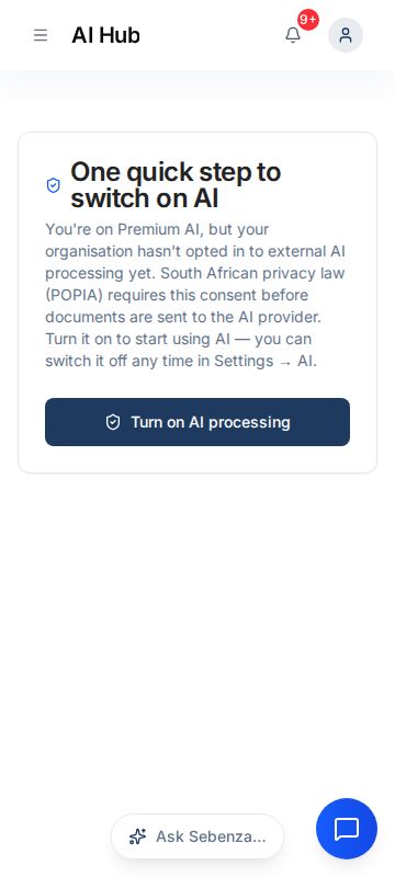 AI Hub — mobile screen