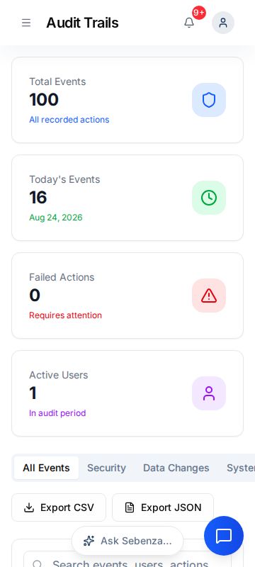 Audit Trails — mobile screen