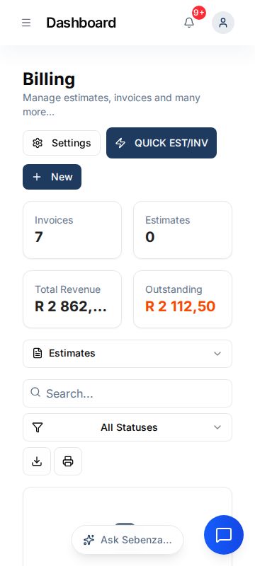 Sales & Billing — mobile screen