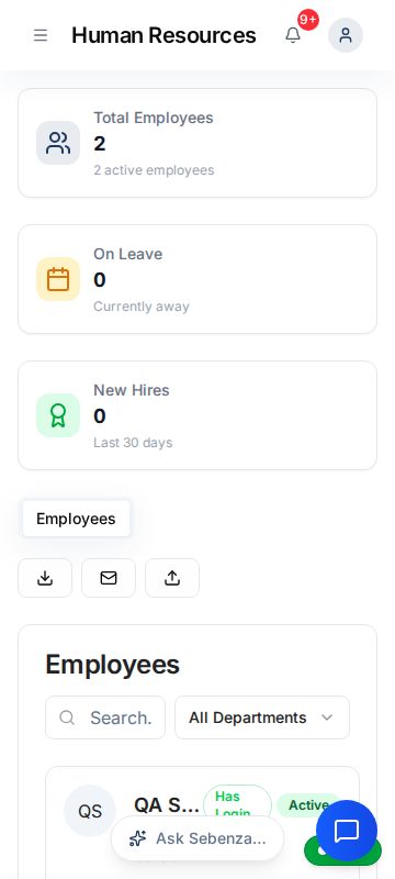 Employees — mobile screen