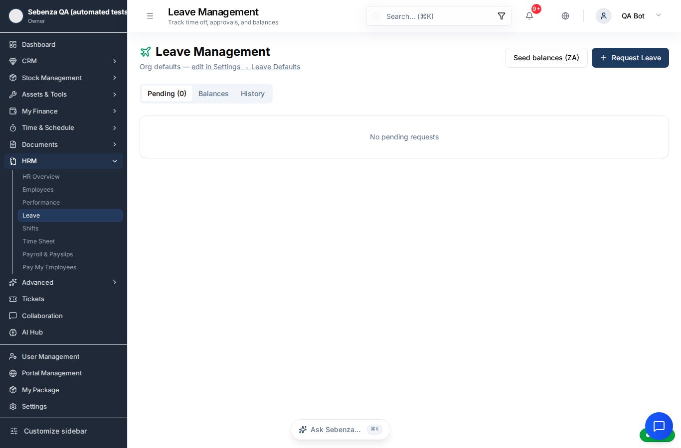 Leave — desktop screen