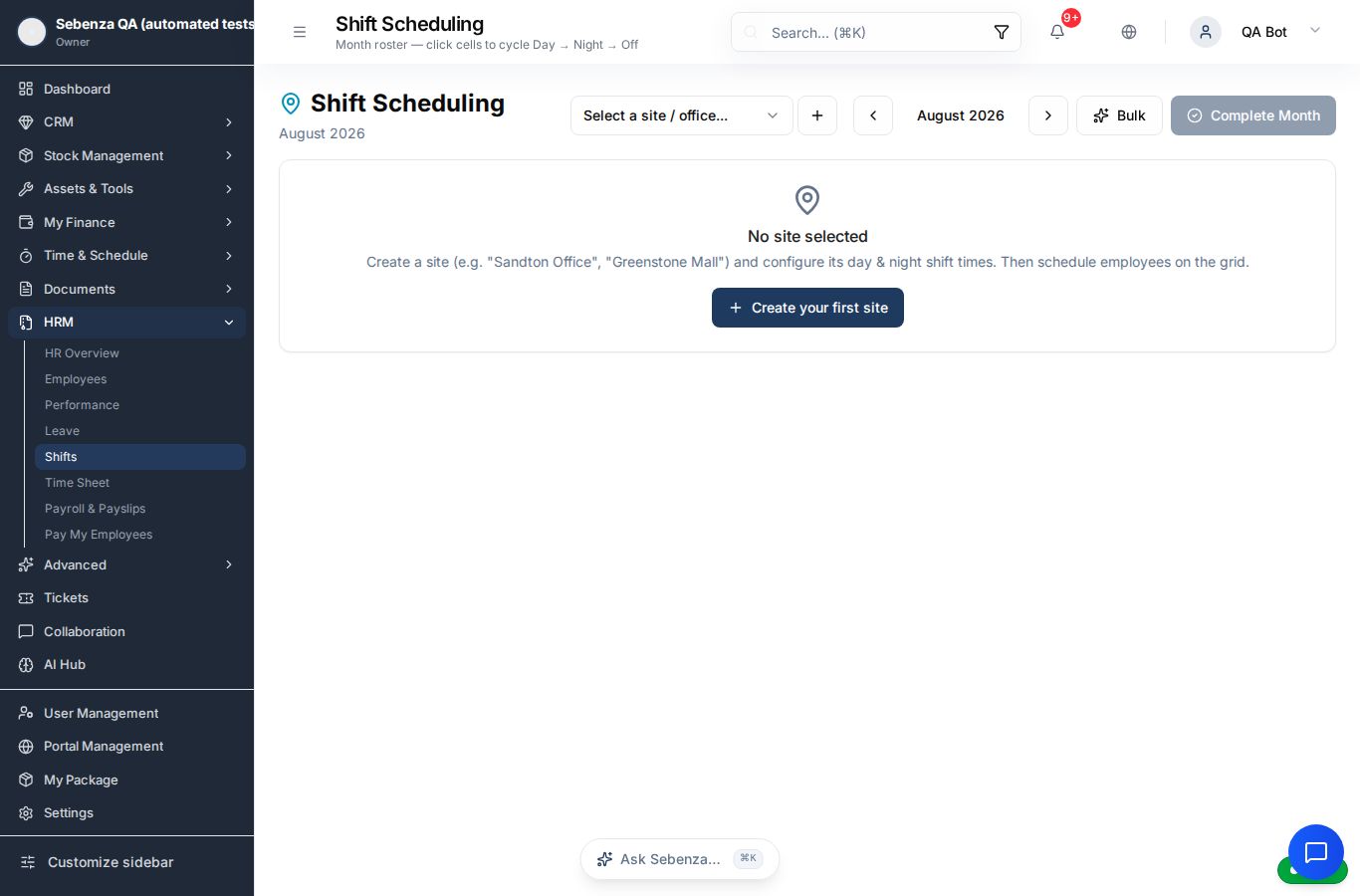 Shifts — desktop screen