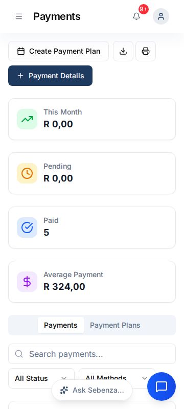 Client Receipts — mobile screen