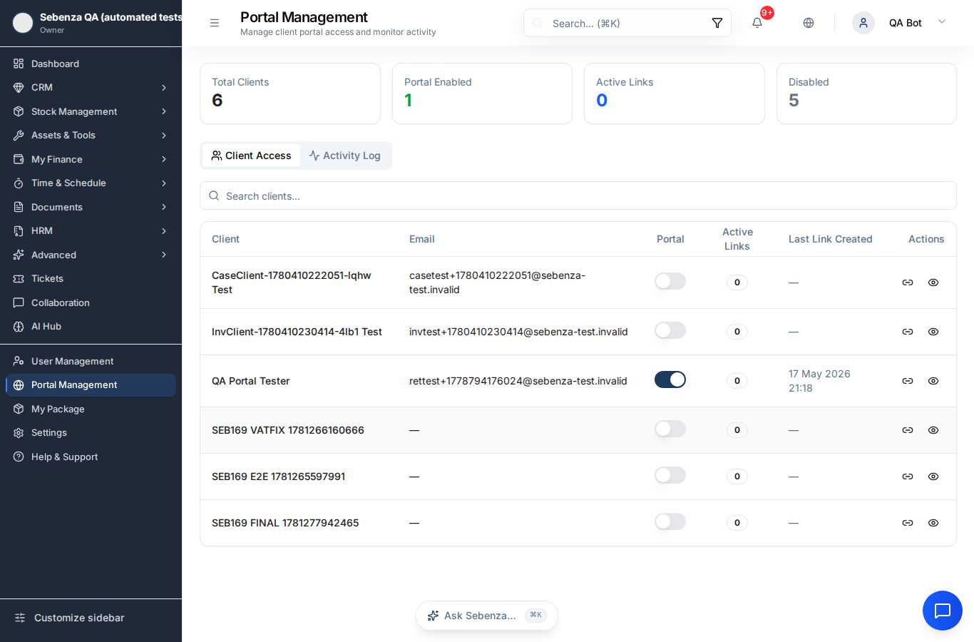 Portal Management — desktop screen