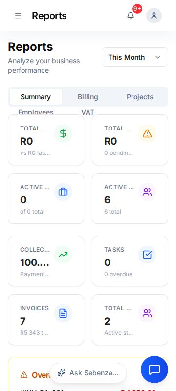 Reports — mobile screen