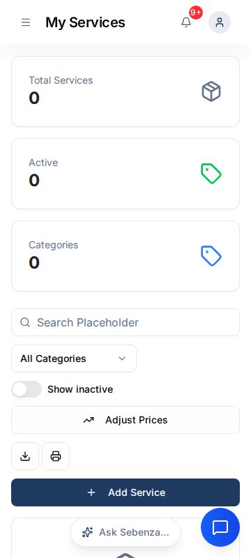 My Services — mobile screen