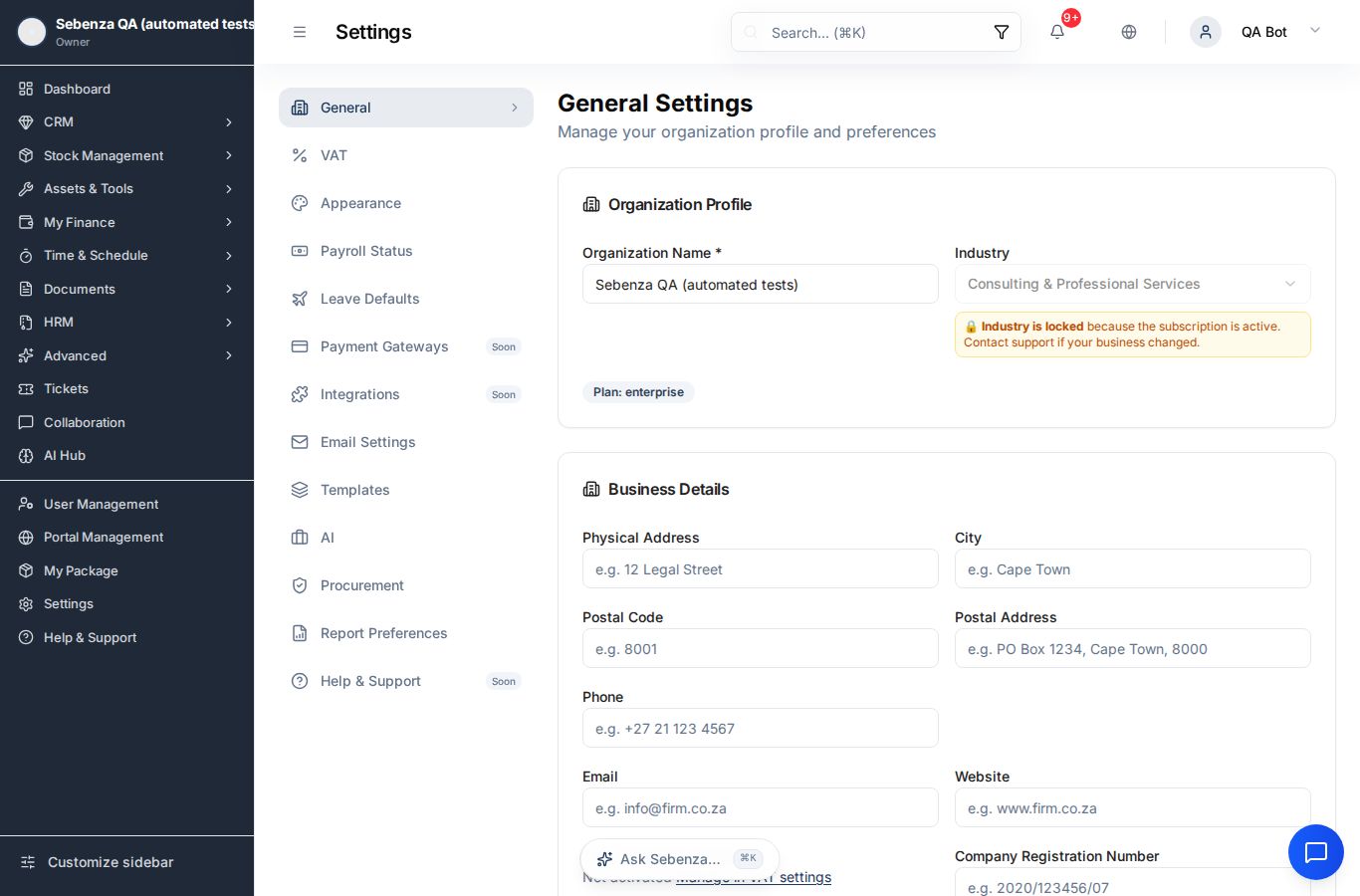 Settings — Payment Gateways — desktop screen