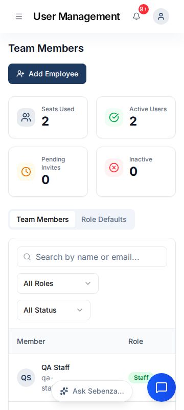 User Management — mobile screen