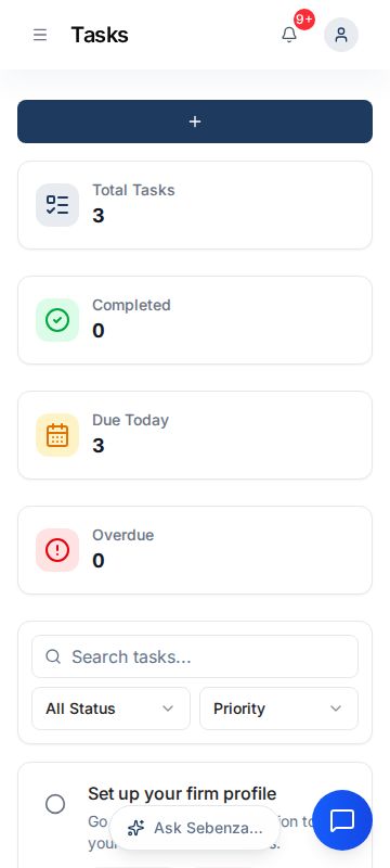Tasks — mobile screen