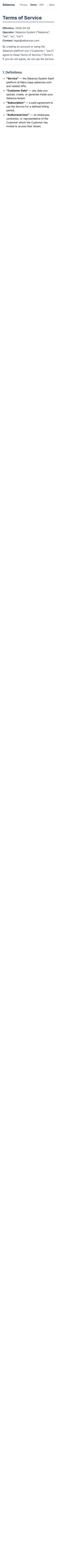 Terms — mobile screen