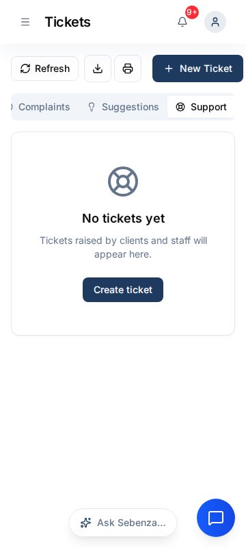 Tickets — mobile screen