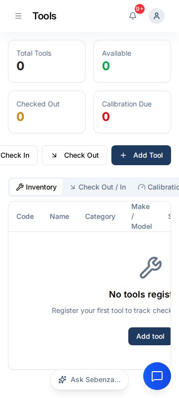 Tools — mobile screen