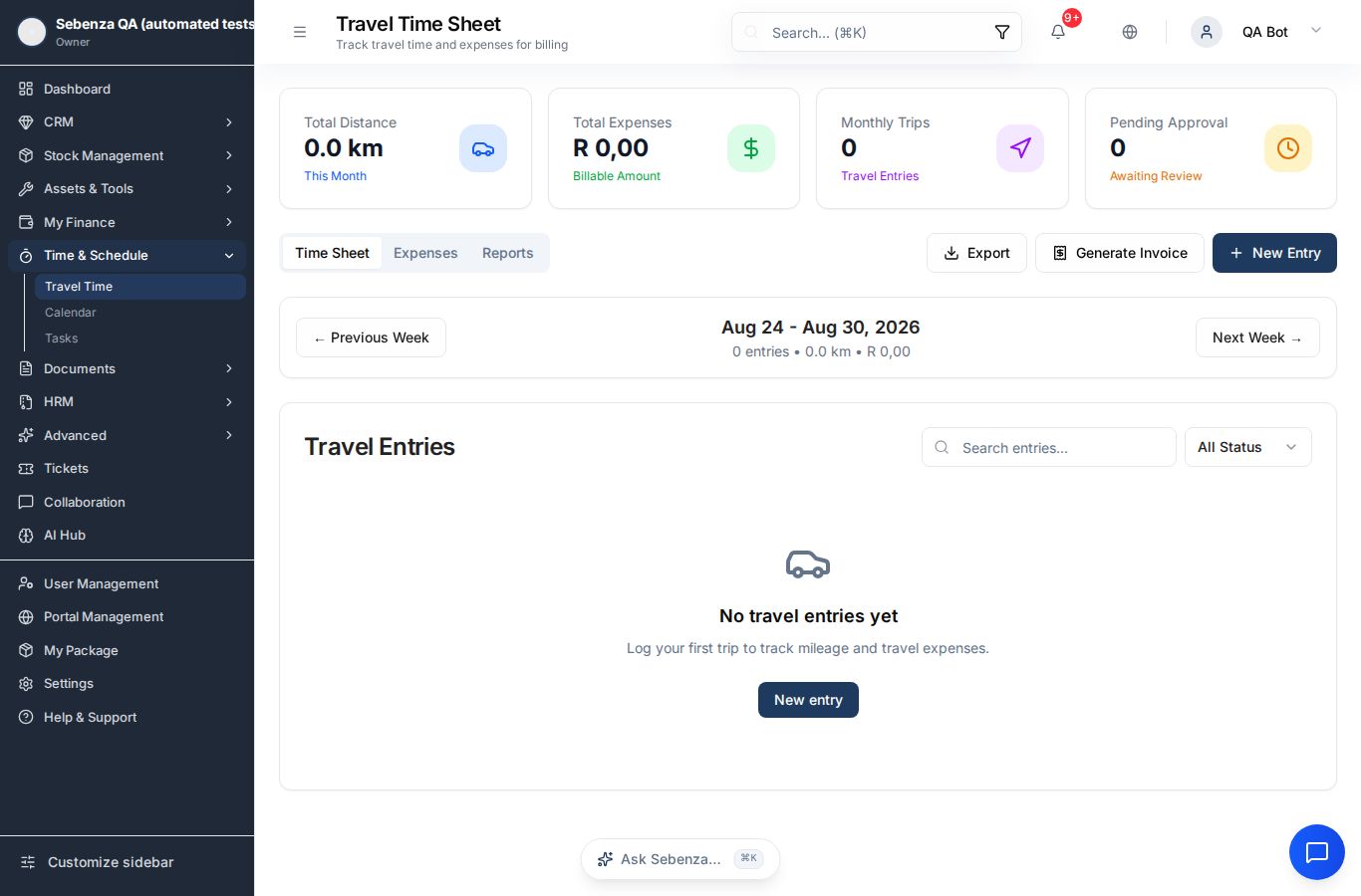 Travel Time — desktop screen